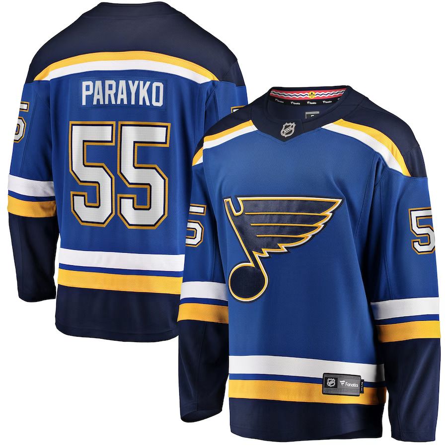 Men St. Louis Blues #55 Colton Parayko Fanatics Branded Blue Breakaway Player NHL Jersey